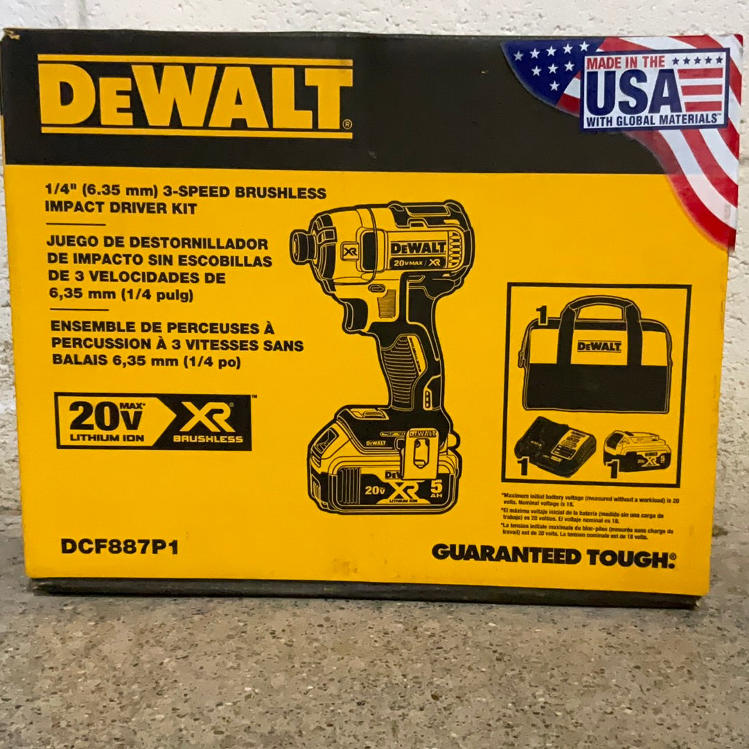 DeWalt 20V MAX* XR® 1/4 in 3-Speed Impact Driver Kit