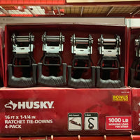 Load image into Gallery viewer, Husky 16 ft. 1.25 in. Ratchet Tie-Down Straps with S-Hook (4-Pack)
