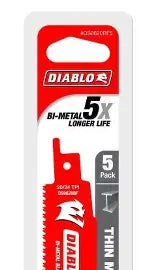 Load image into Gallery viewer, DIABLO 6&quot; 20/24TPI Bi-Metal Reciprocating Saw Blades for Thin Metal (5-pk)
