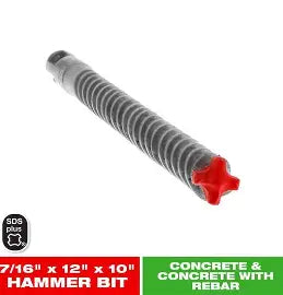 DIABLO 7/16 in. x 10 in. x 12 in. Rebar Demon SDS-Plus 4-Cutter Full Carbide Head Hammer Drill Bit
