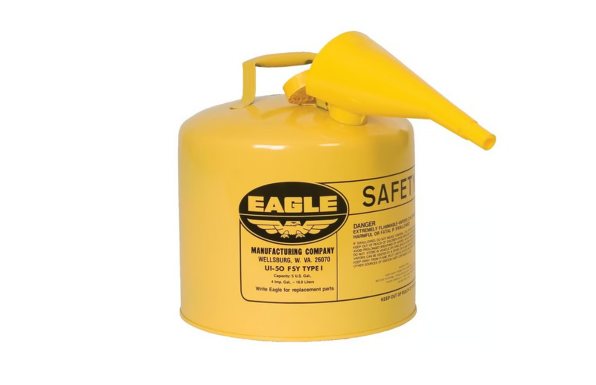 12.5"Dia x13.5"H 5gal 7lb Yellow Galvanized Steel Type I Safety Can w/ Funnel