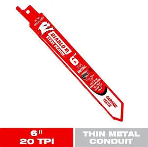 DIABLO 6" Steel Demon Solid Carbide Strip Reciprocating Blade for Thin Metal Cutting