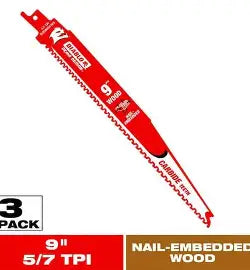 DIABLO 9 in. 5/7 TPI Demo Demon Carbide Reciprocating Saw Blades for Nail-Embedded Wood Cutting (3-Pack)