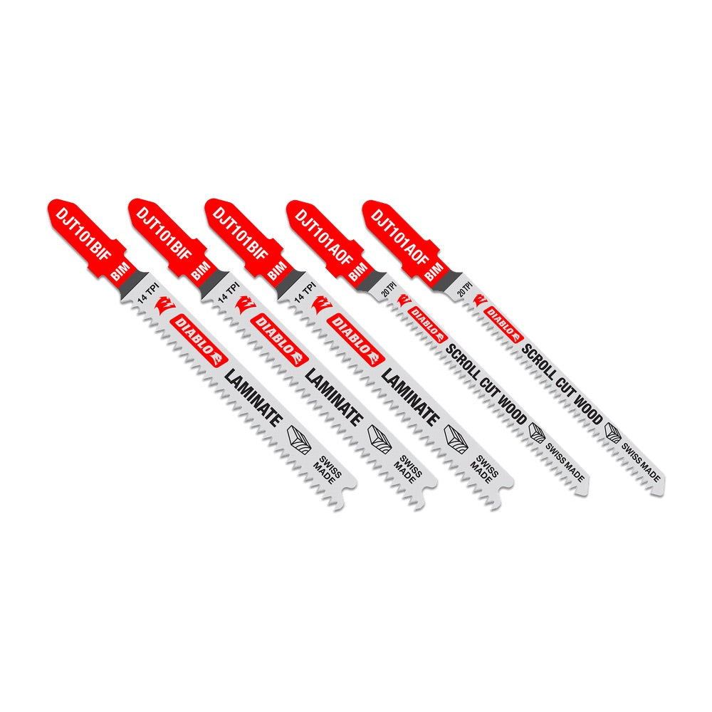 Diablo Bi-Metal T-Shank Jig Saw Blade Set for Laminate Cutting (5pk)