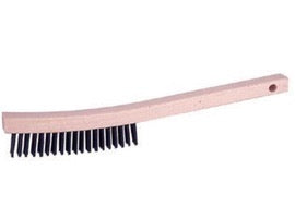RADNOR™ 6" Carbon Steel Scratch Brush With Curved Wood Handle And 3 X 19 Rows