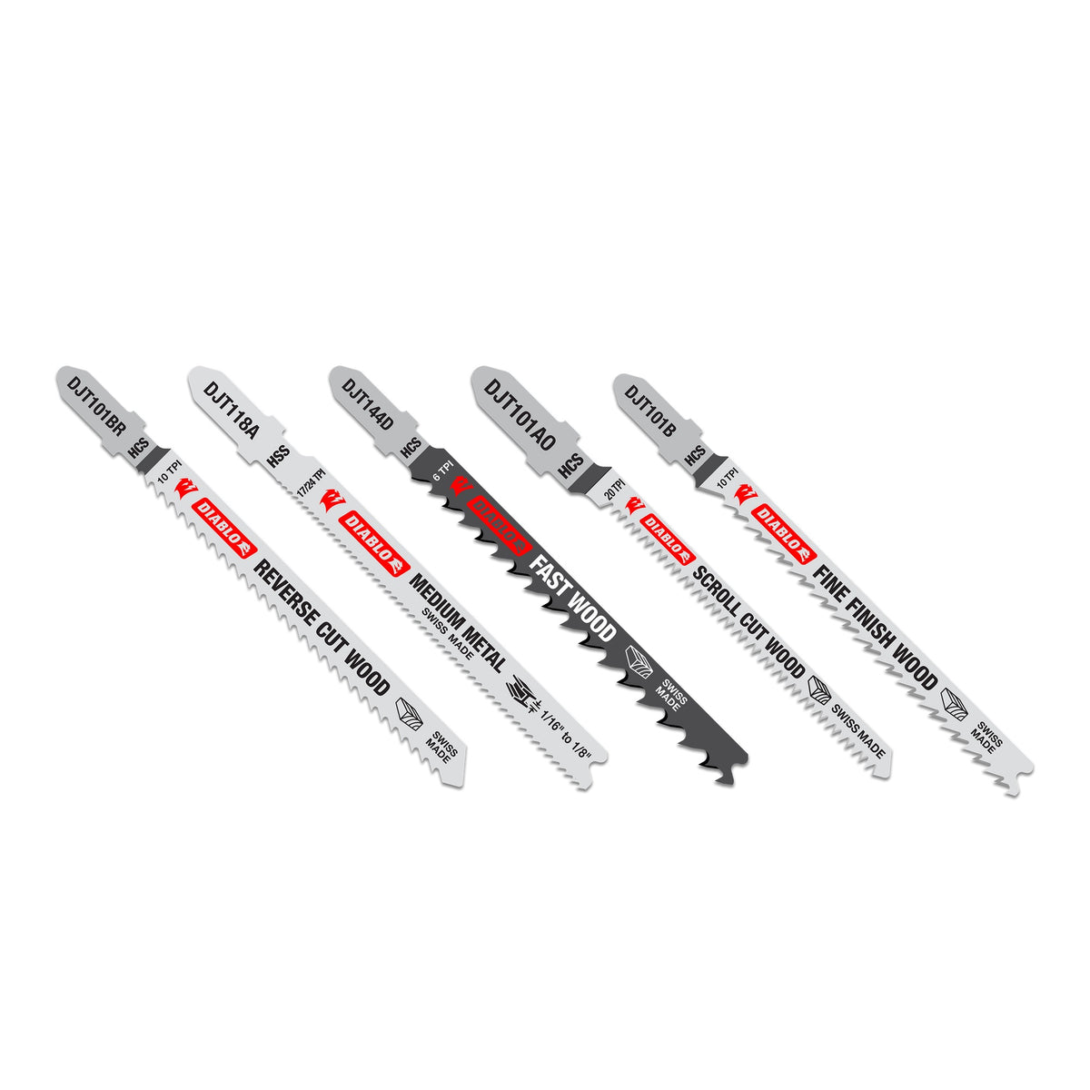 Diablo High Carbon Steel/High Speed Steel T-Shank Jig Saw Blade Set for Wood & Metal (5pk)